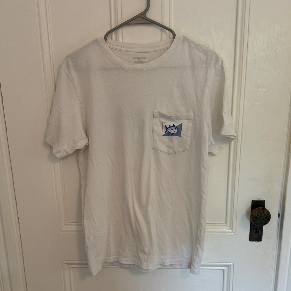 Southern Tide men’s S White Tee with Blue Logo